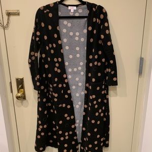 LulaRoe Black and Tan Polka Dot Sarah Cardigan